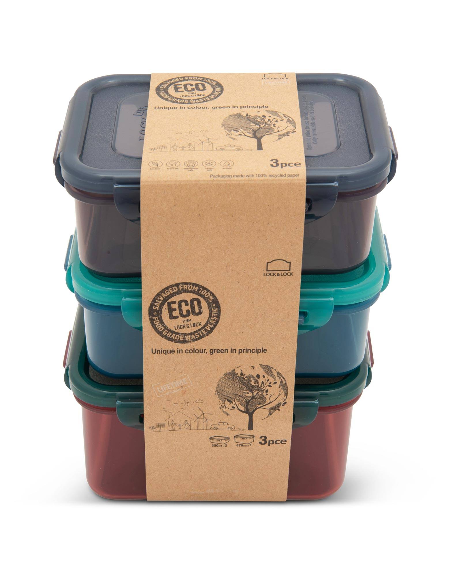 Lock & Lock 3 Piece Set Recycled
