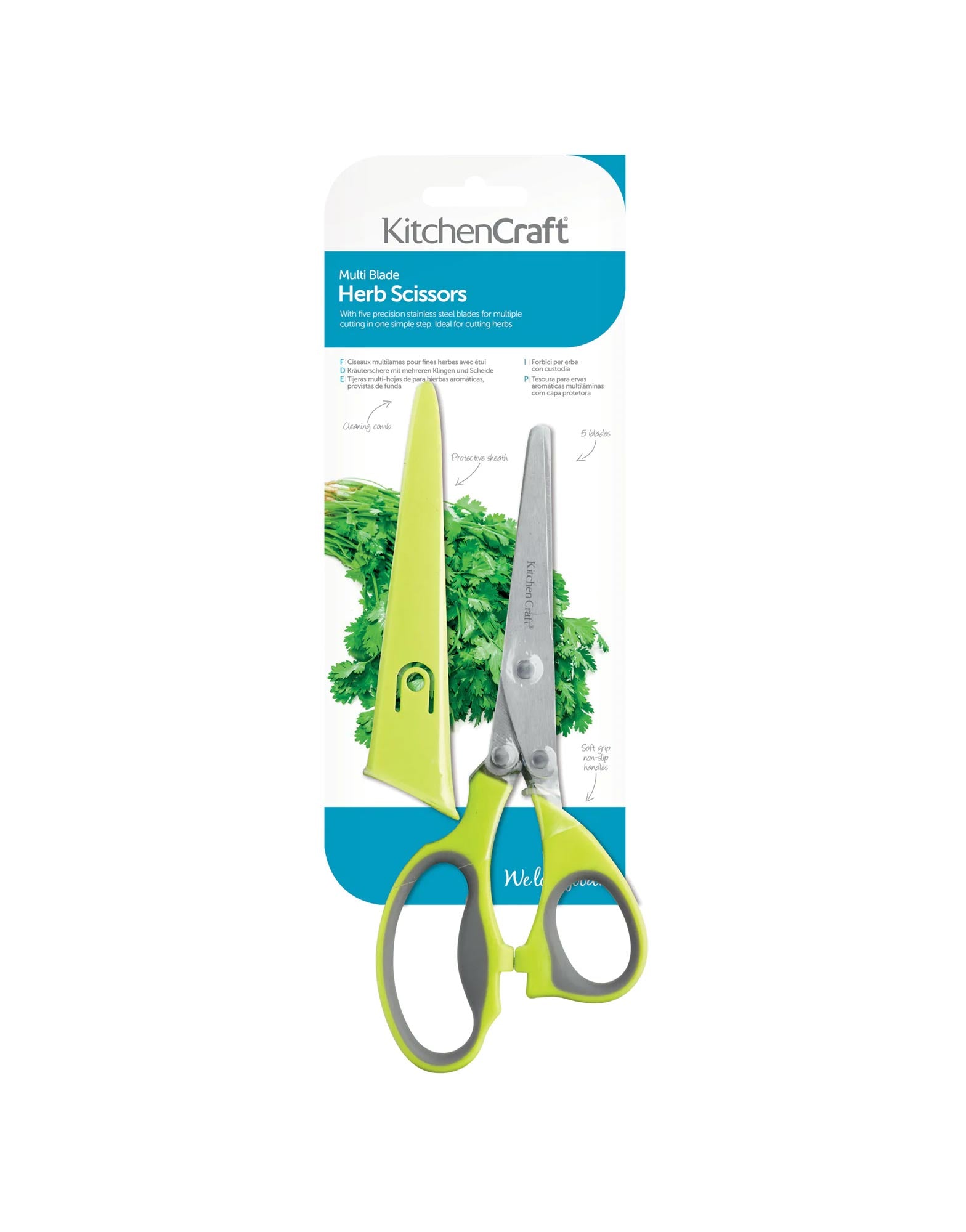 Multi-Bladed Herb Scissors 19cm with Sheath