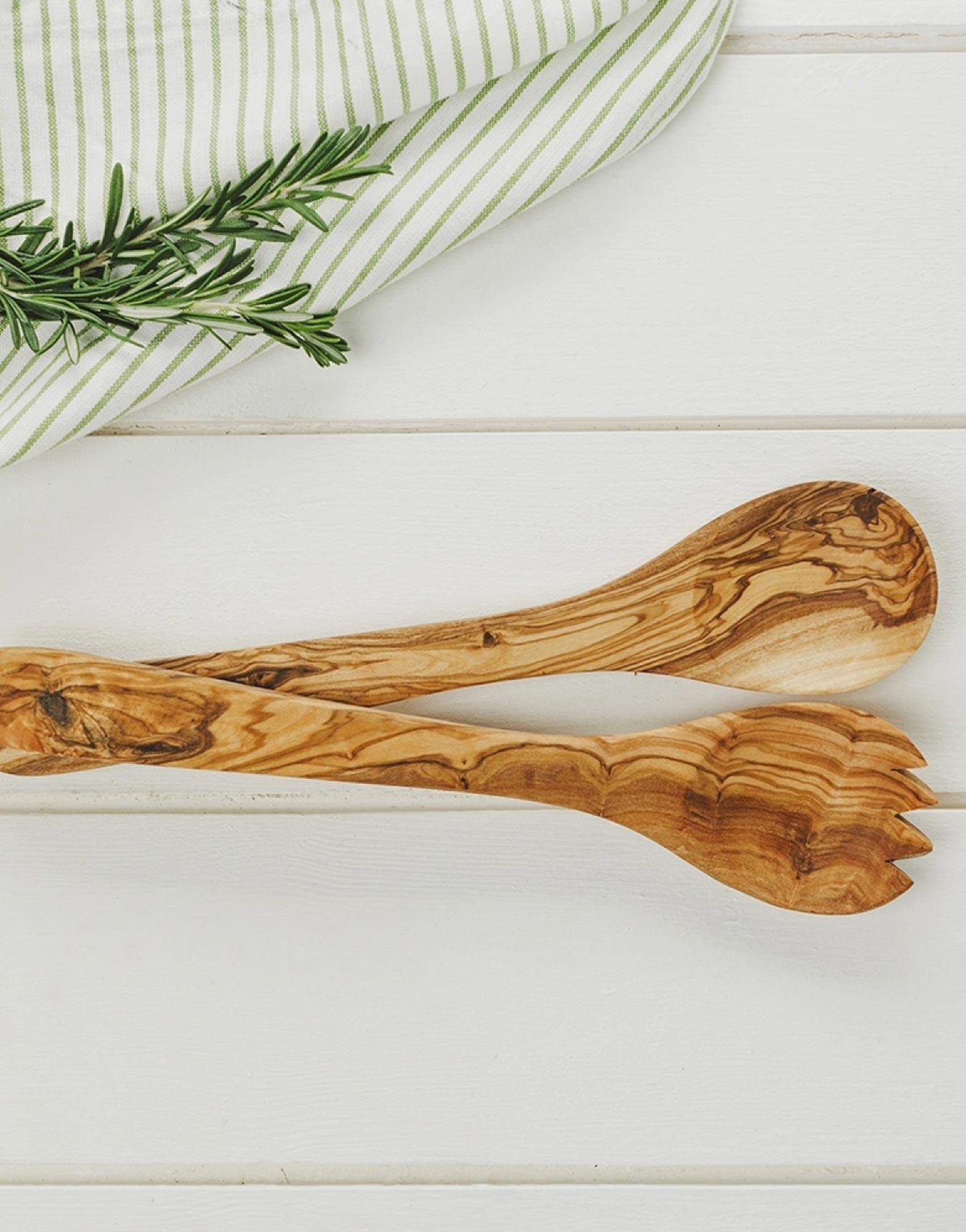 Naturally Med Olive Wood Salad Server Set