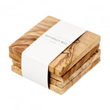 Naturally Med Olive Wood Square Coaster Set