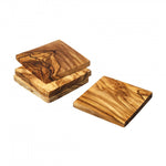 Naturally Med Olive Wood Square Coaster Set
