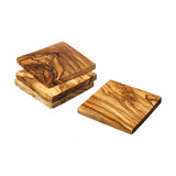Naturally Med Olive Wood Square Coaster Set