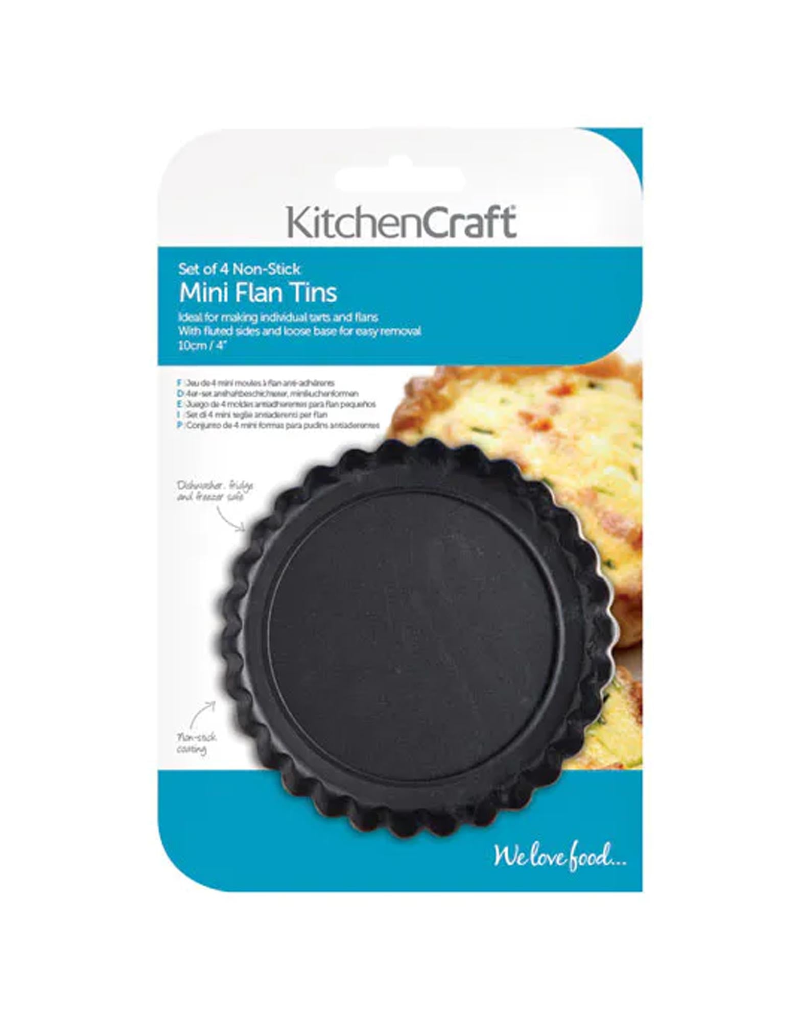 Non-Stick Mini Fluted Flan/Tart Tins, Set of Four