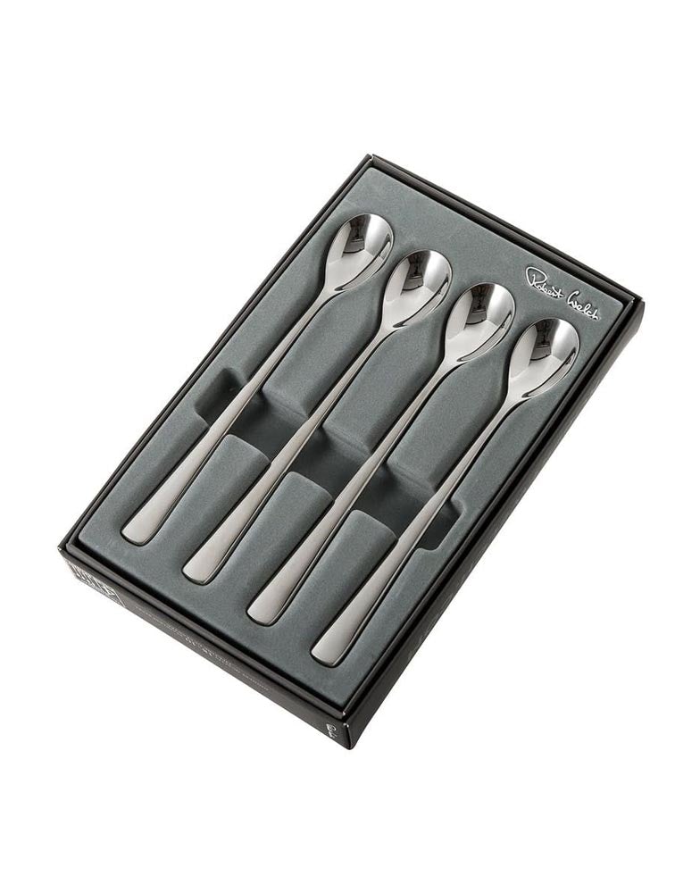 4 Robert Welch Malvern Bright Long Handled Tea Spoons in a Gift box