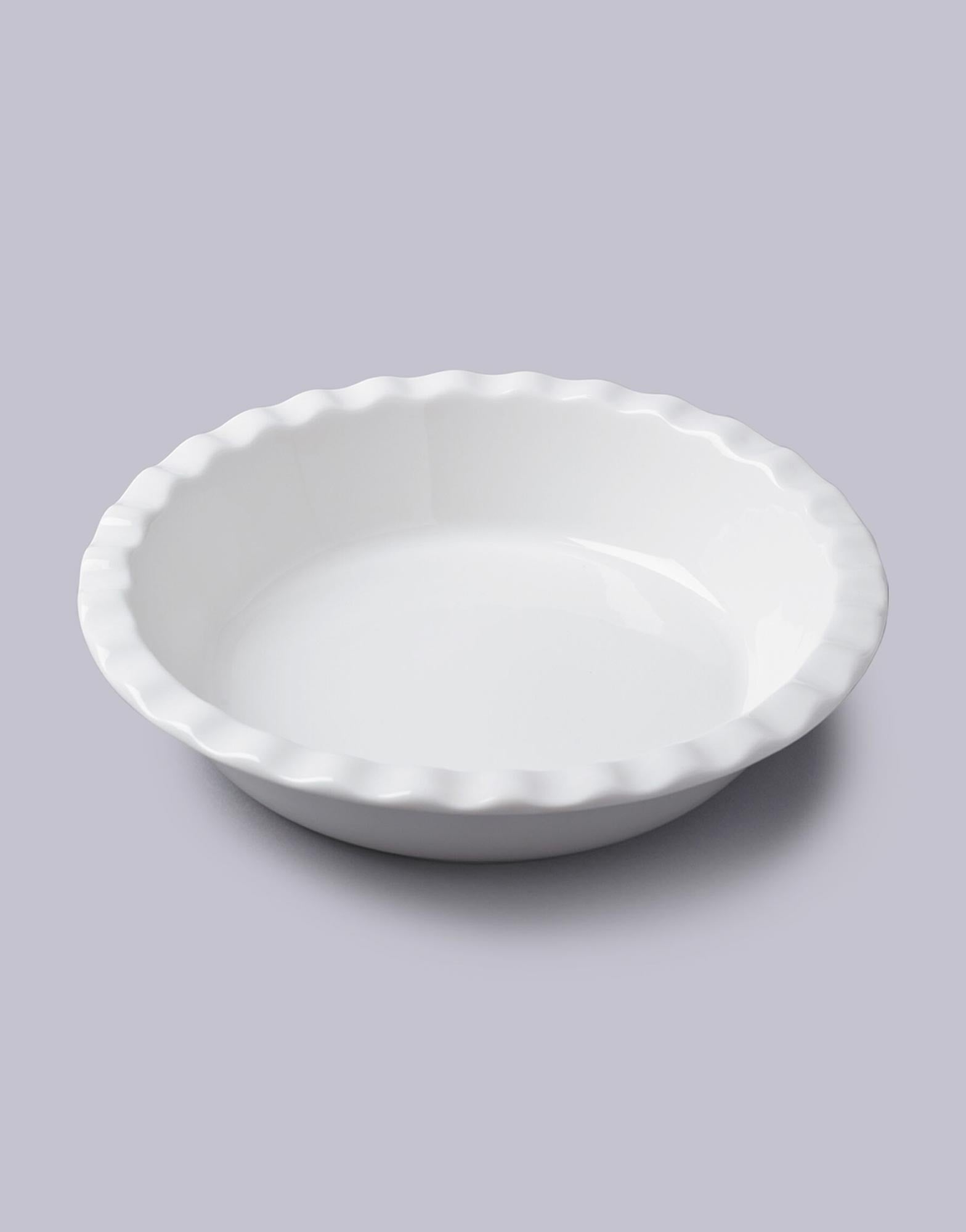 White Round Crinkle Pie Dish 10.5"