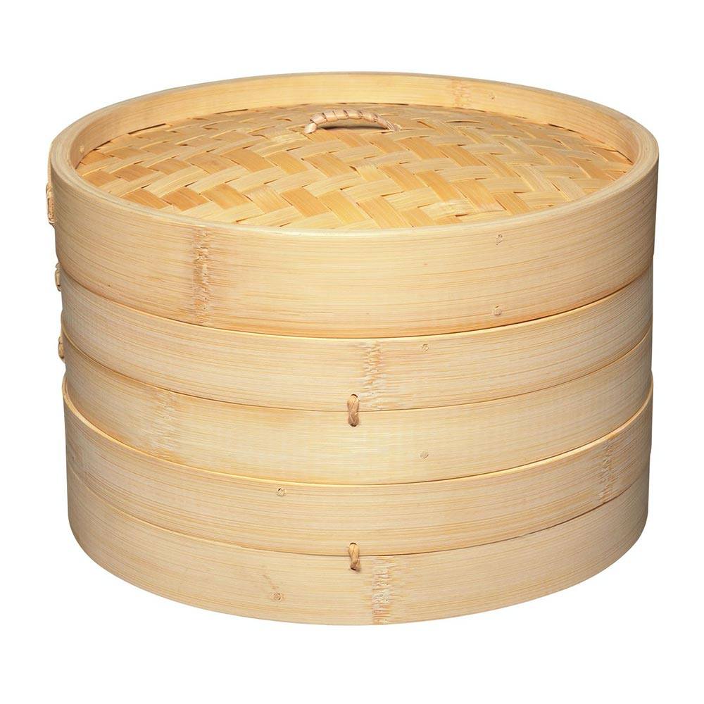 World of Flavours Oriental Large Two Tier Bamboo Steamer