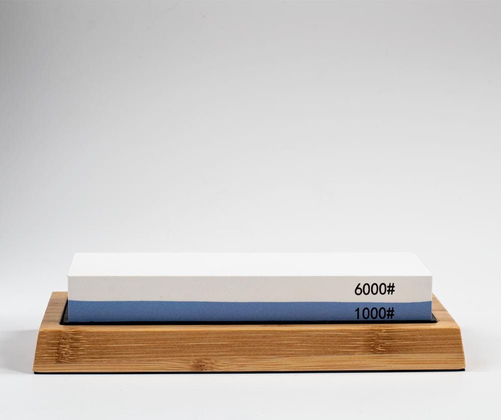Season Whetstone, 1000 and 6000 grit, on its bamboo base