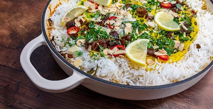 Celeriac and mushroom biryani
