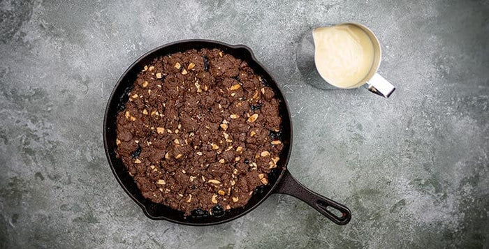 Cherry, Dark Chocolate & Almond Crumble with Creamy Custard