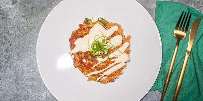 Light Meal Recipe: Leek & Sprouts Okonomiyaki with Yuzu Yoghurt
