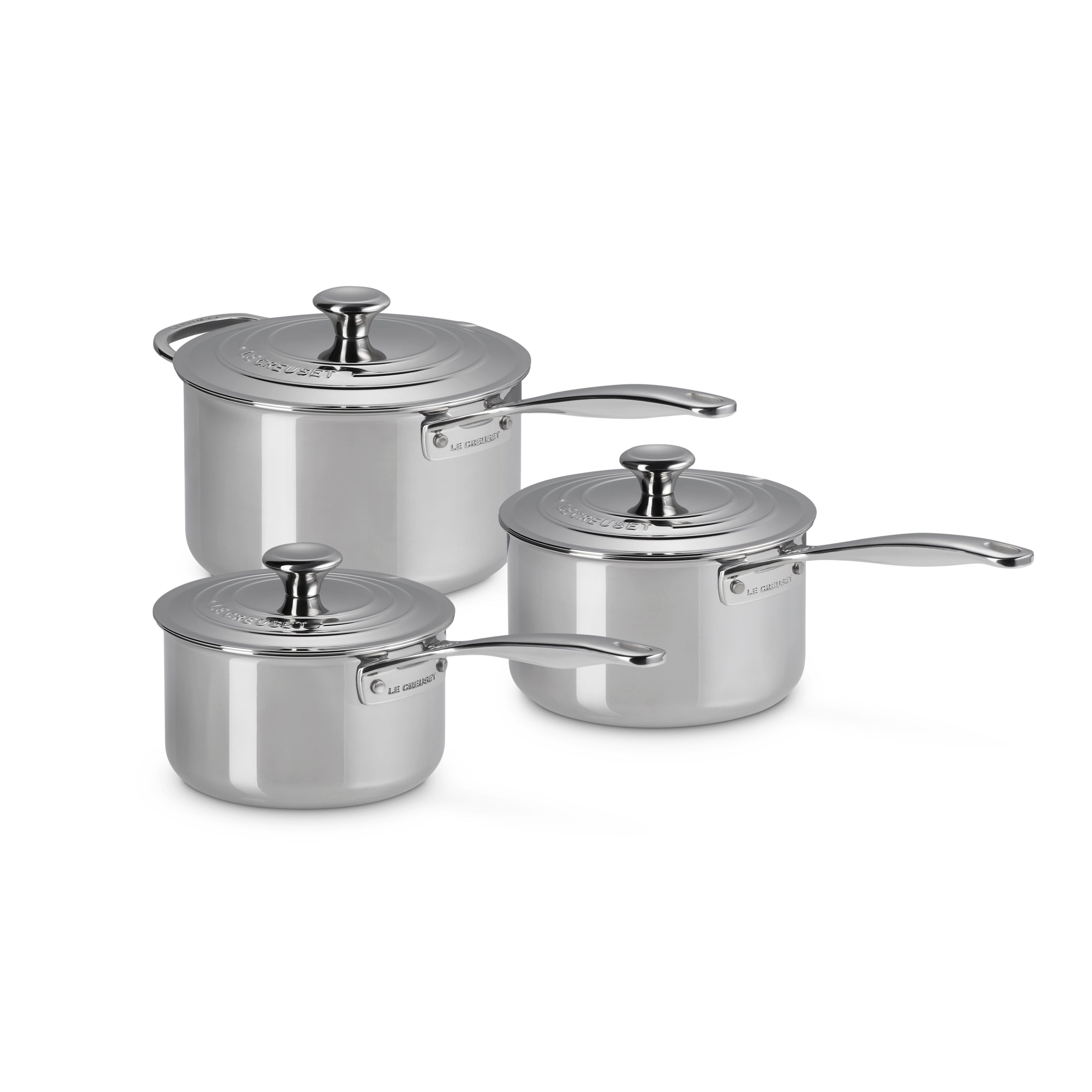 Le Creuset Signature 3-ply Stainless Steel 3-Piece Saucepan Set