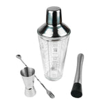 Season 4 Piece Stainless Steel and Glass Cocktail Set