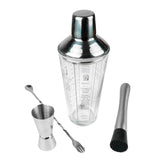 Season 4 Piece Stainless Steel and Glass Cocktail Set