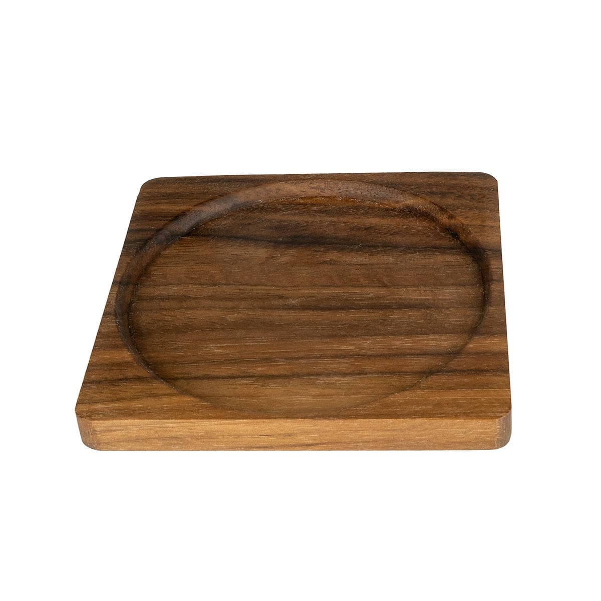 Season Round Rimmed Coaster Walnut