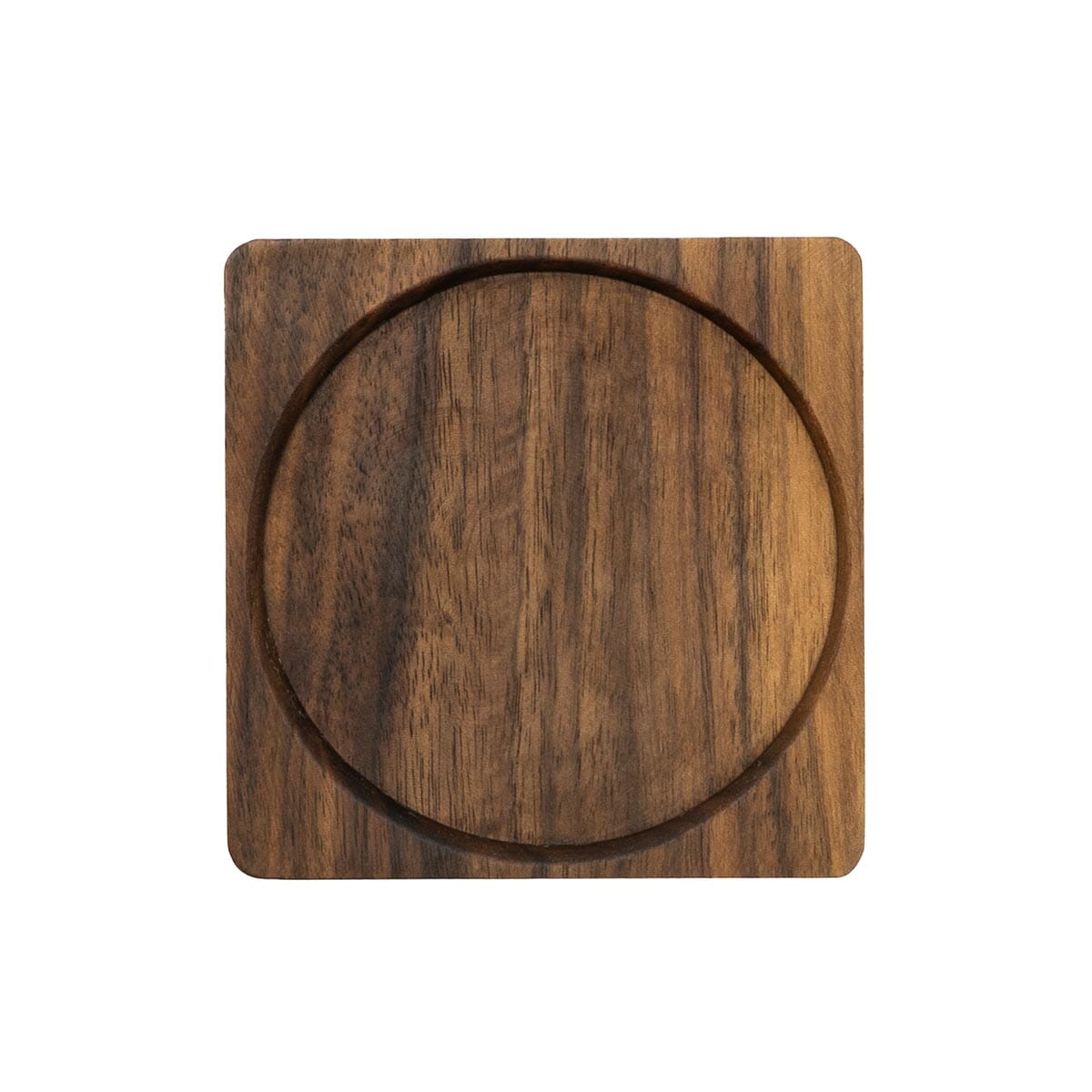 Season Round Rimmed Coaster Walnut