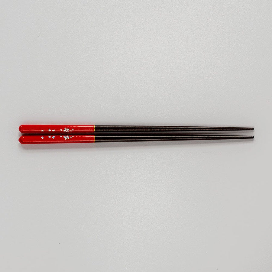 Season Dark Wood and Red Chopsticks Set of 5 Pairs