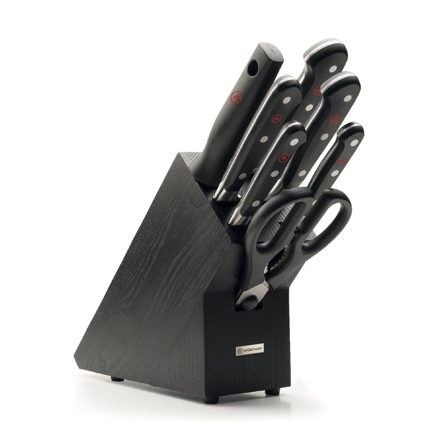 Wusthof Classic 7 Piece Black Knife Block Set with Carving Knife