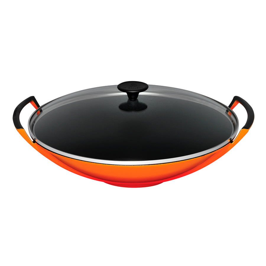 Le Creuset Cast Iron Wok and Glass Lid