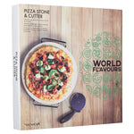 Pizza Stone, Stand and Pizza Cutter Set