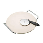 Pizza Stone, Stand and Pizza Cutter Set