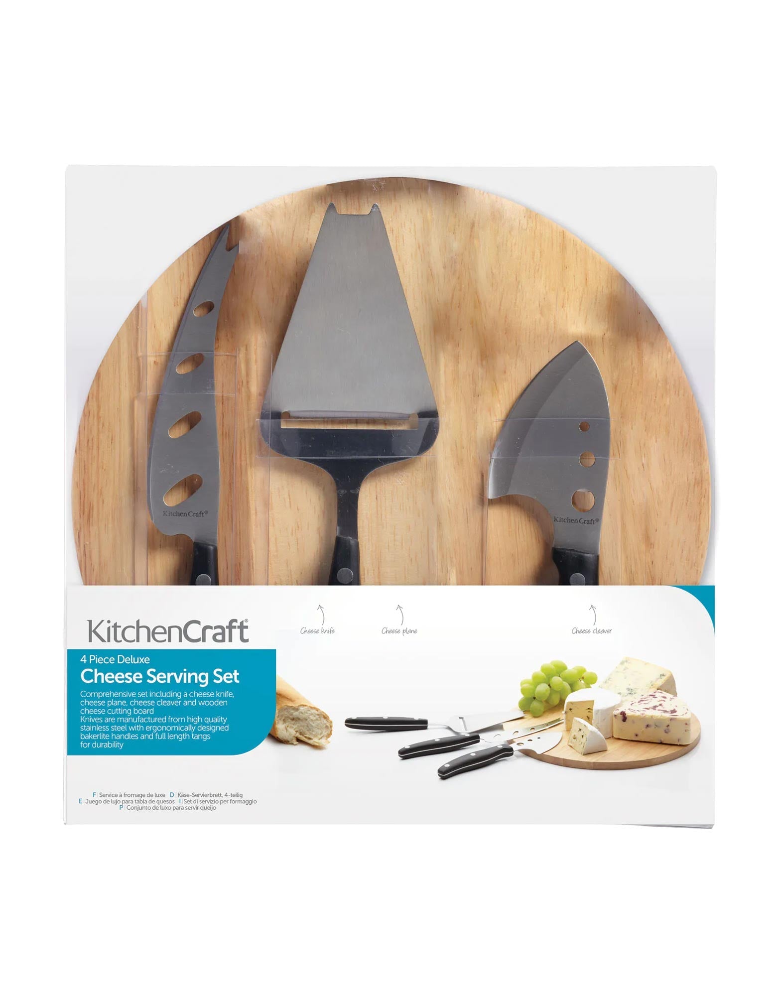 Cheese Board Serving Set with 25cm Board and 3 Servers