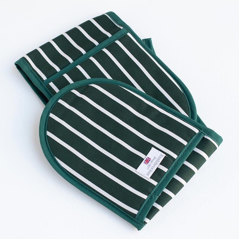 Rushbrookes Classic Butchers Stripe Long Double Oven Glove