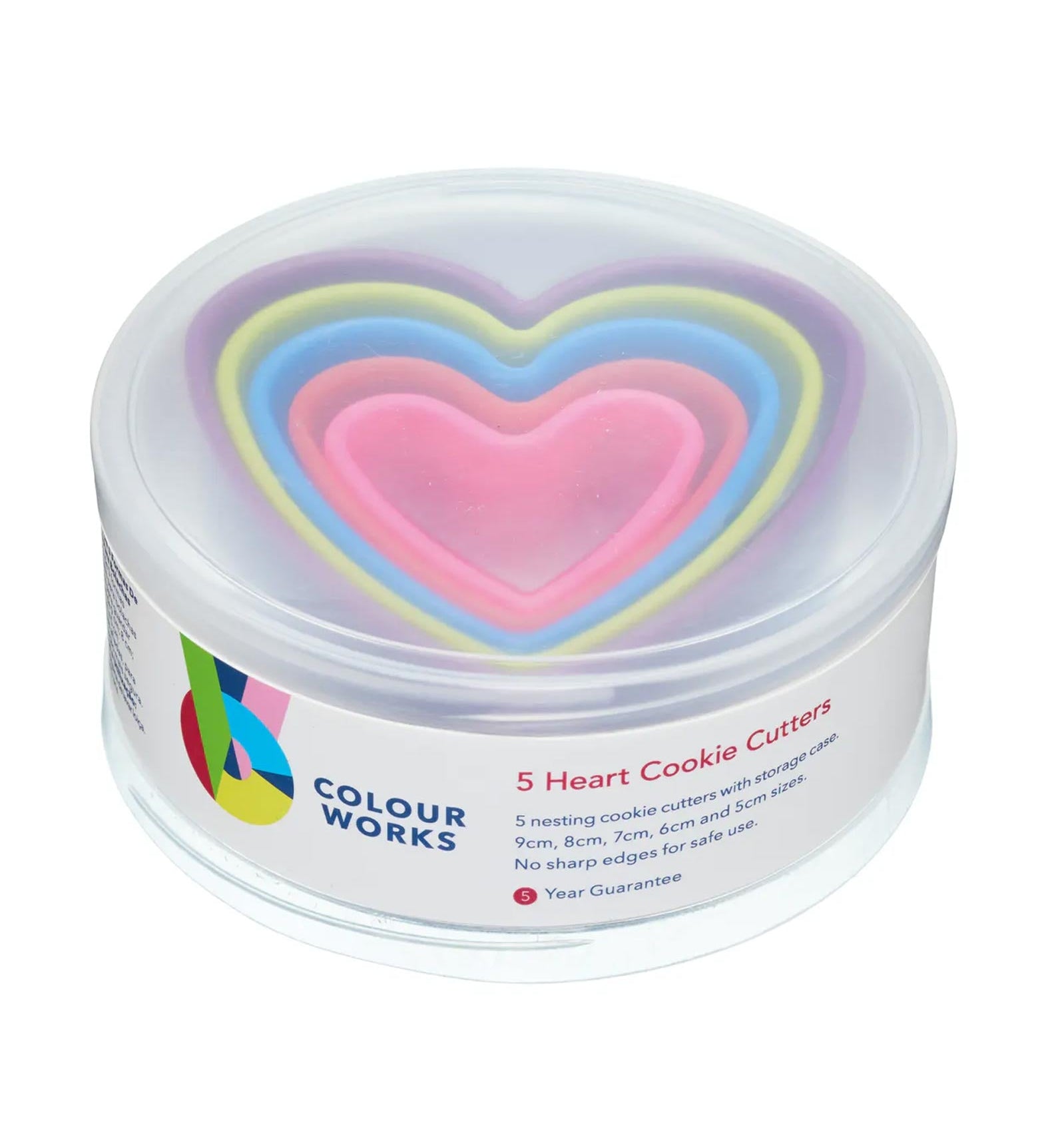 Colourworks Five Piece Heart Cookie Cutter Set with Box