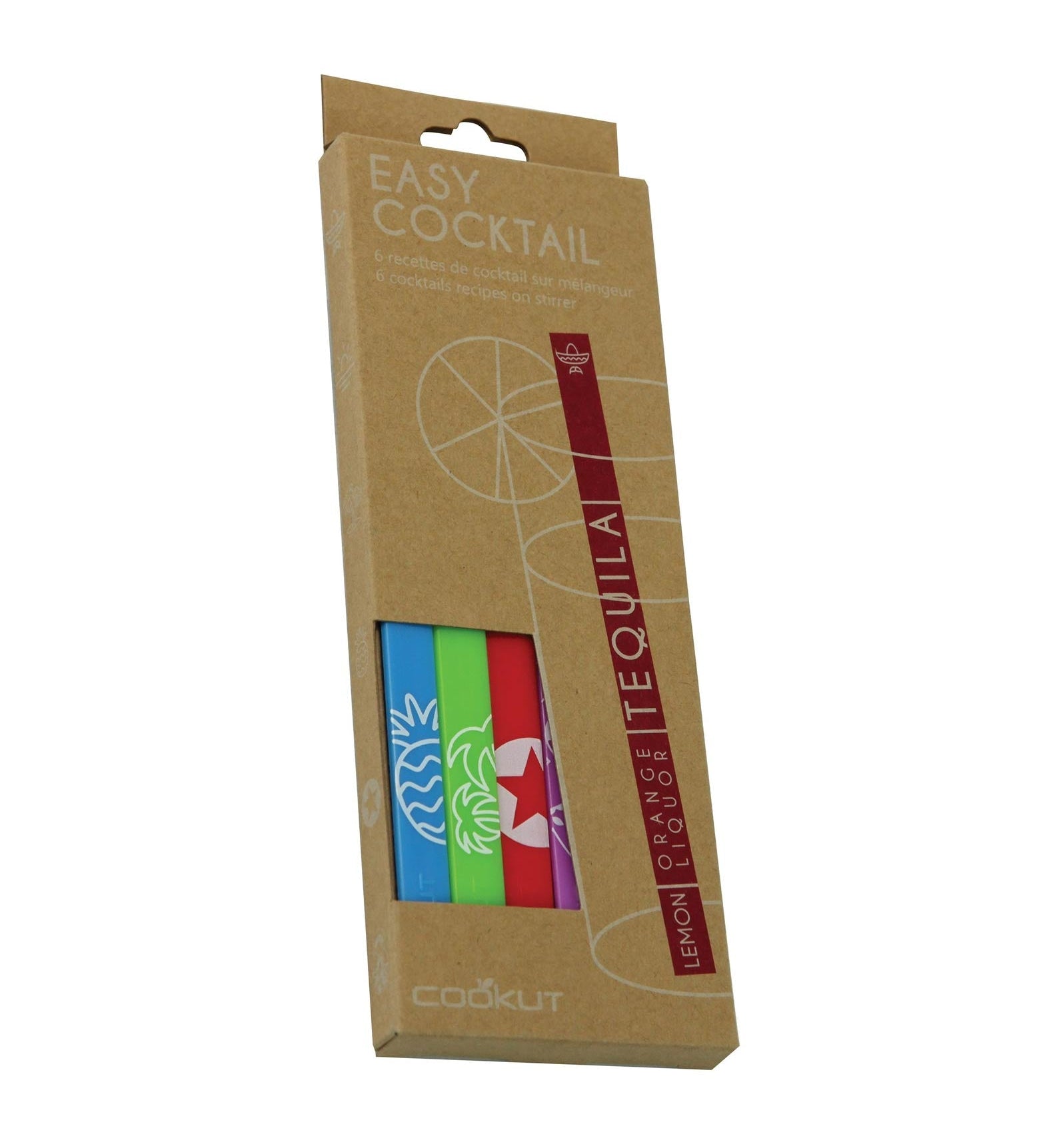 Cookut Easy Cocktail Set of 6 Cocktail Recipes on Stirrer