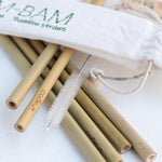 Cookut Bam Bam Bamboo Straws set of 6 with cleaning brush