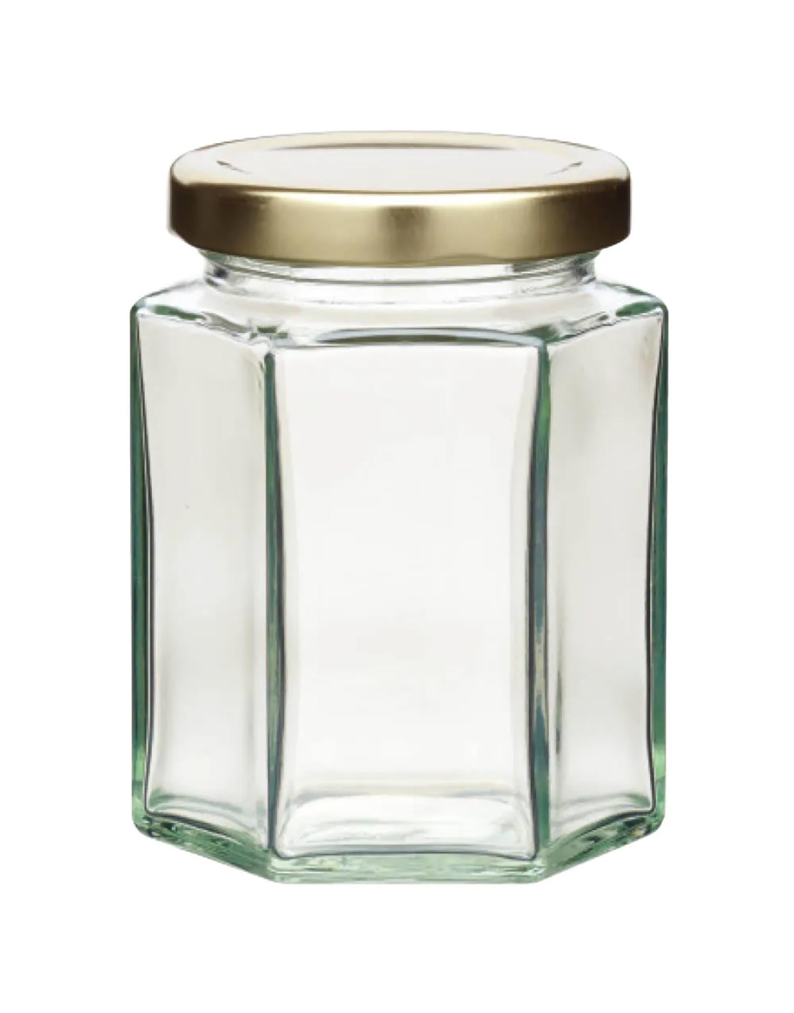 Hexagonal Jar with Twist off Lid
