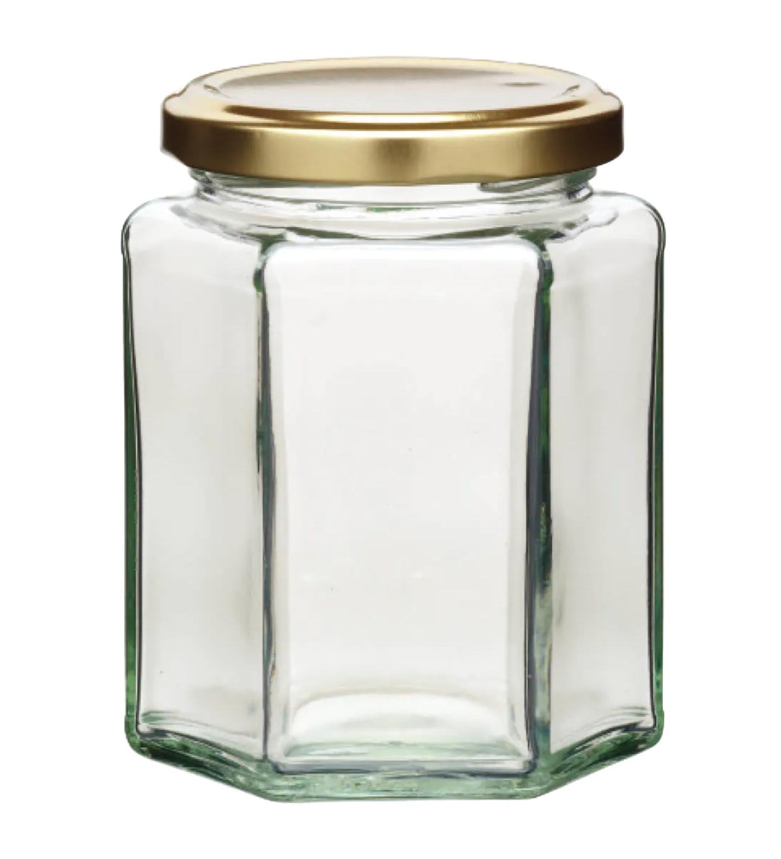 Hexagonal Jar with Twist off Lid