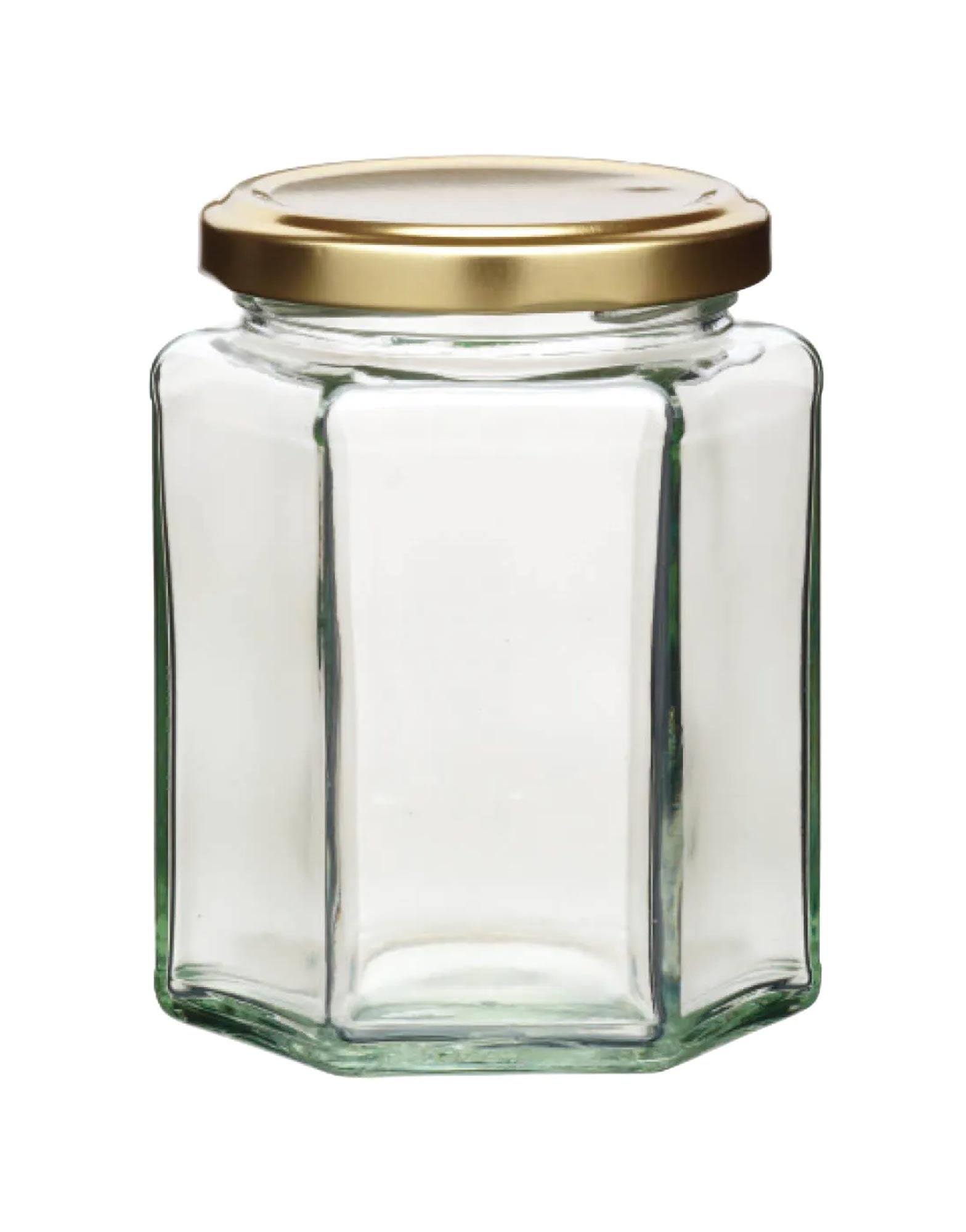 Hexagonal Jar with Twist off Lid