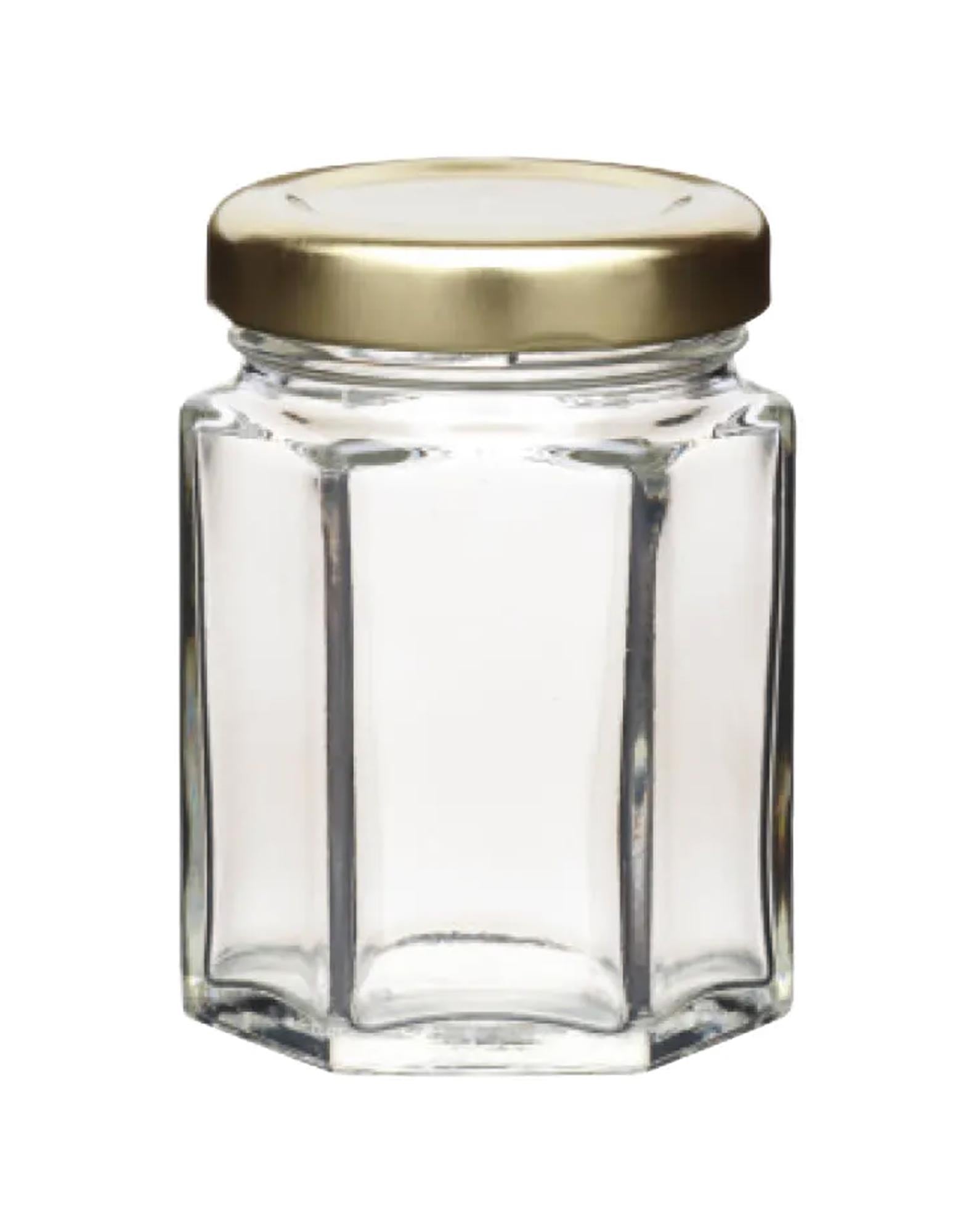 Hexagonal Jar with Twist off Lid