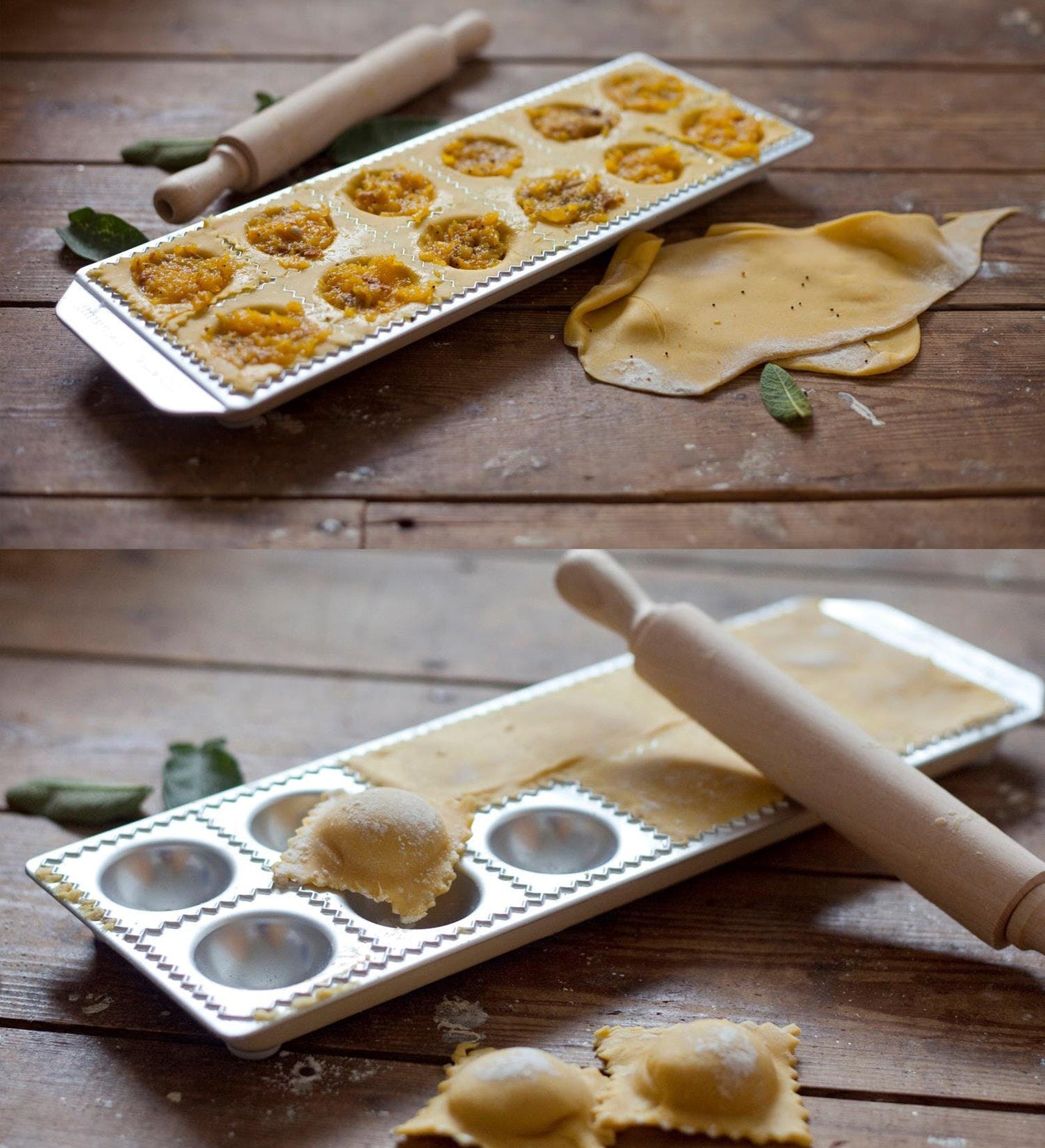 Imperia 12 Hole Ravioli Tray and Rolling Pin