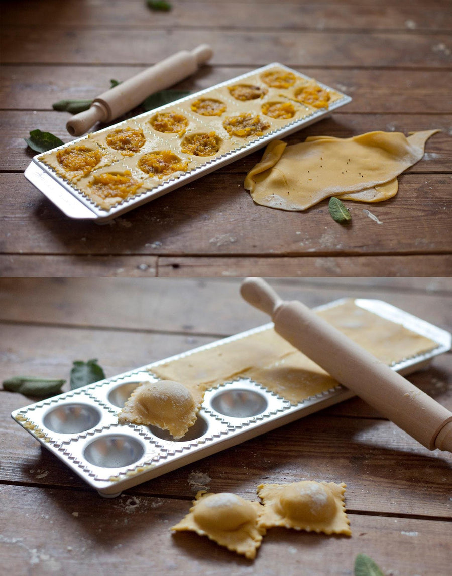 Imperia 12 Hole Ravioli Tray and Rolling Pin