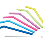 KitchenCraft Set of Six Silicone Straws with Cleaning Brush