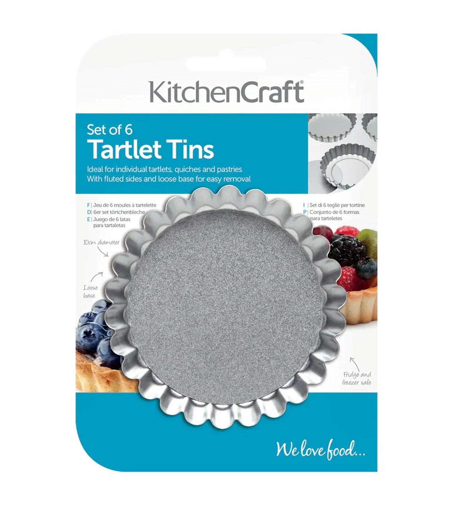 Loose-Bottom Tart Tins 10cm, Set of Six