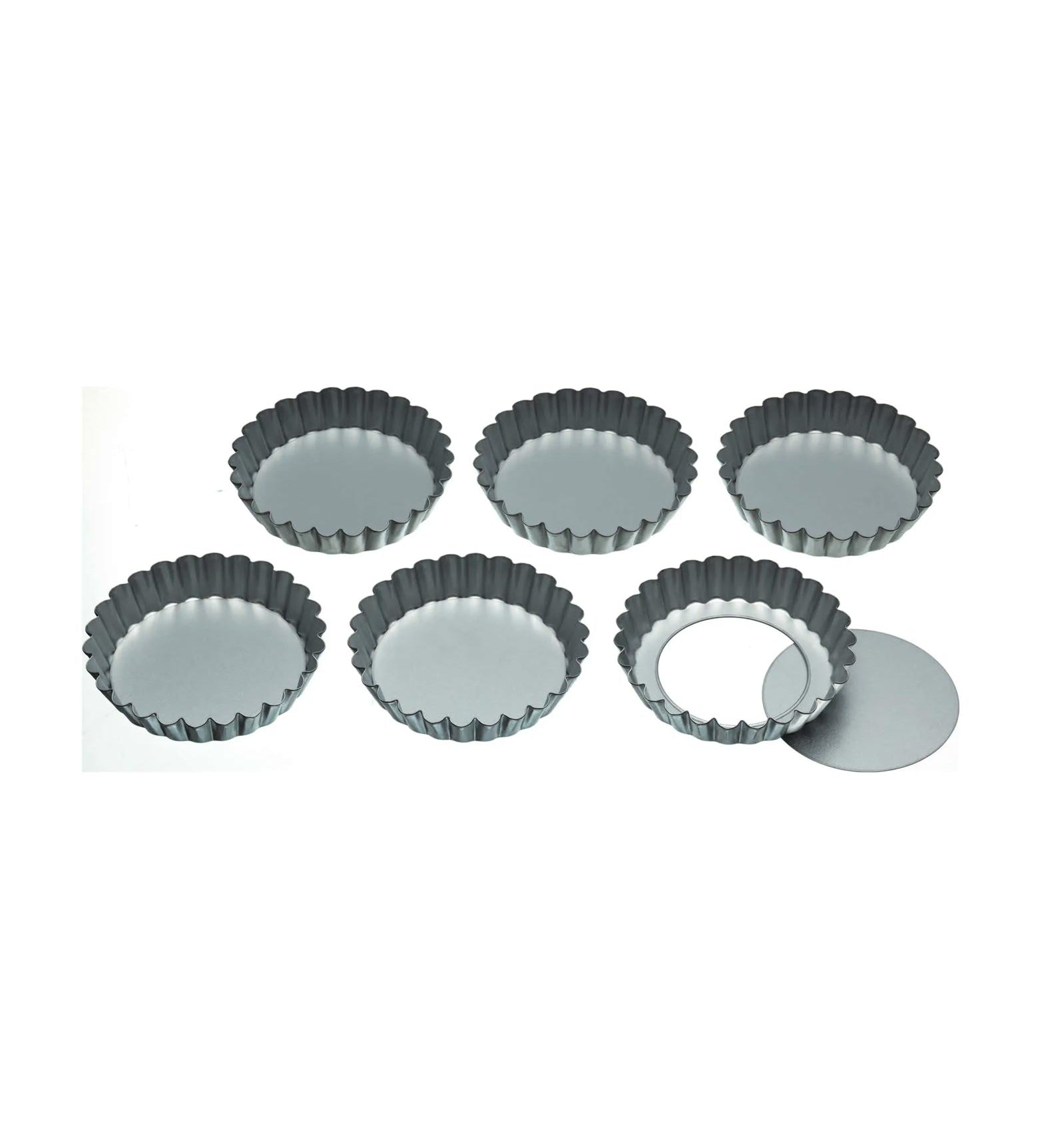 Loose-Bottom Tart Tins 10cm, Set of Six