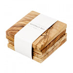 Naturally Med Olive Wood Square Coaster Set