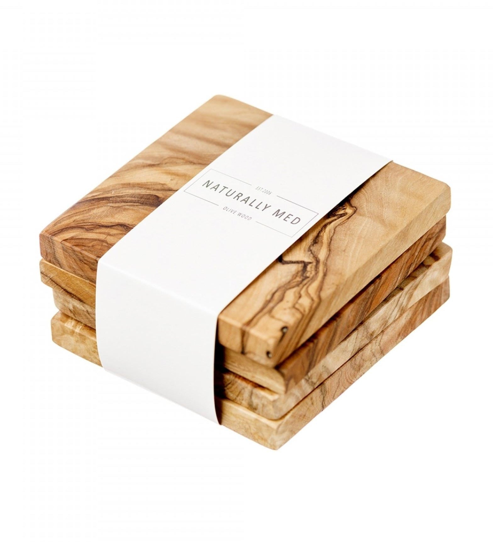 Naturally Med Olive Wood Square Coaster Set
