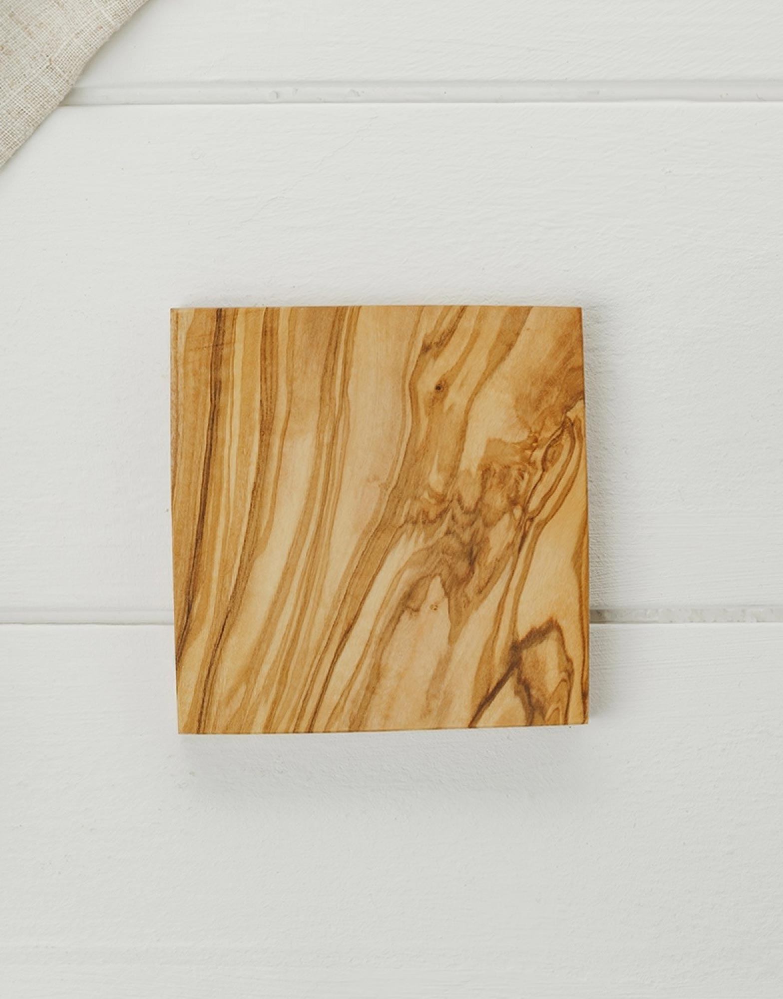 Naturally Med Olive Wood Square Coaster Set