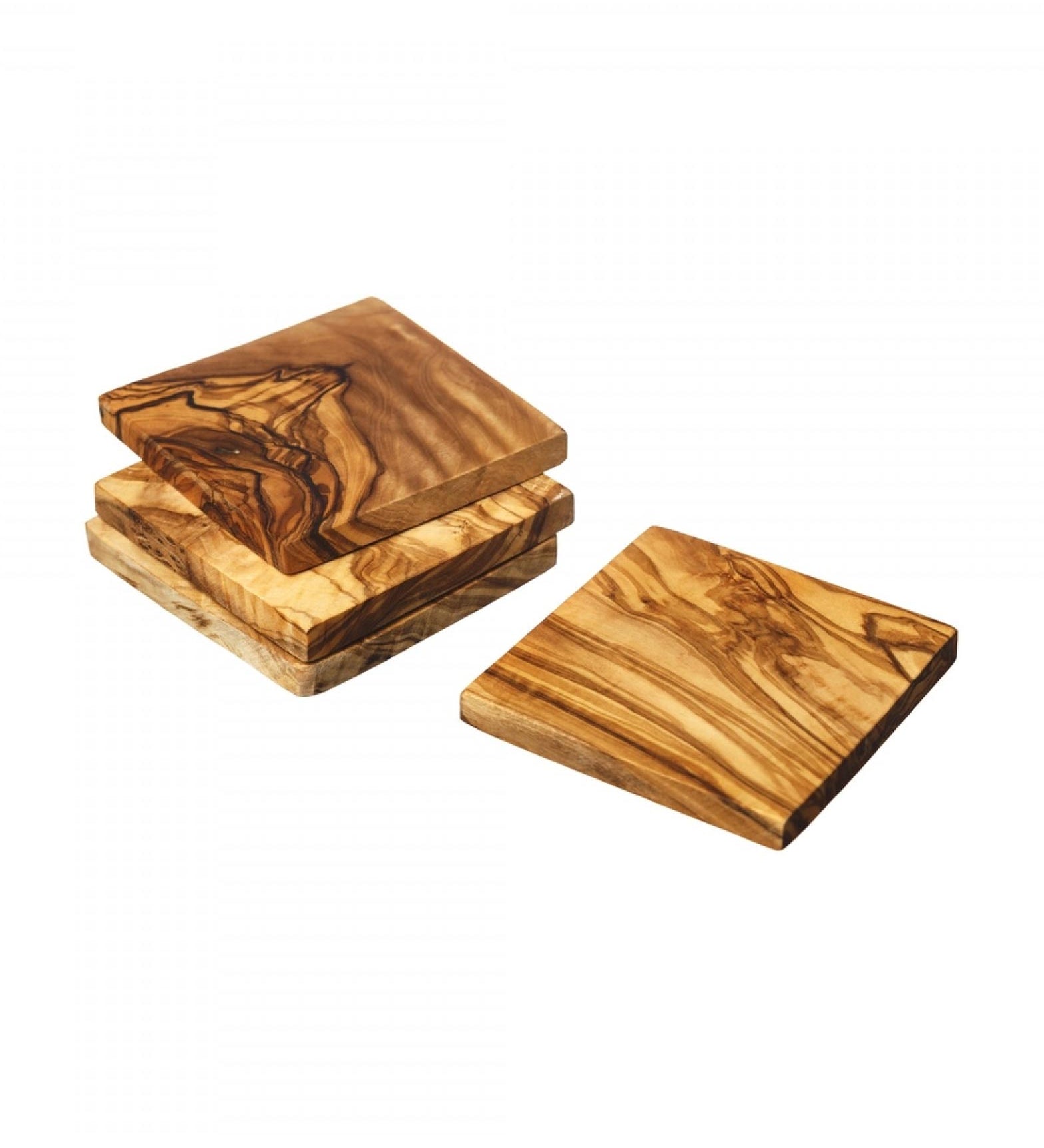Naturally Med Olive Wood Square Coaster Set