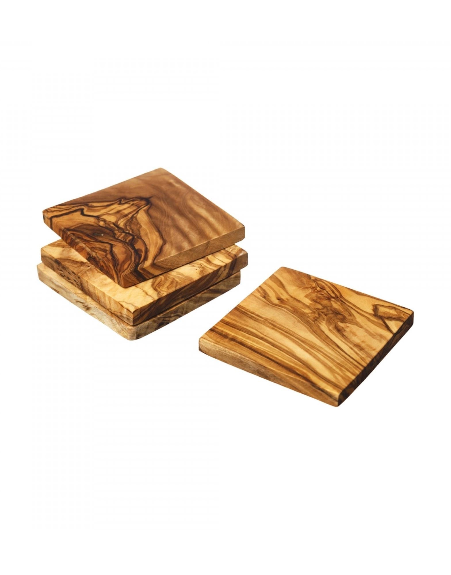 Naturally Med Olive Wood Square Coaster Set