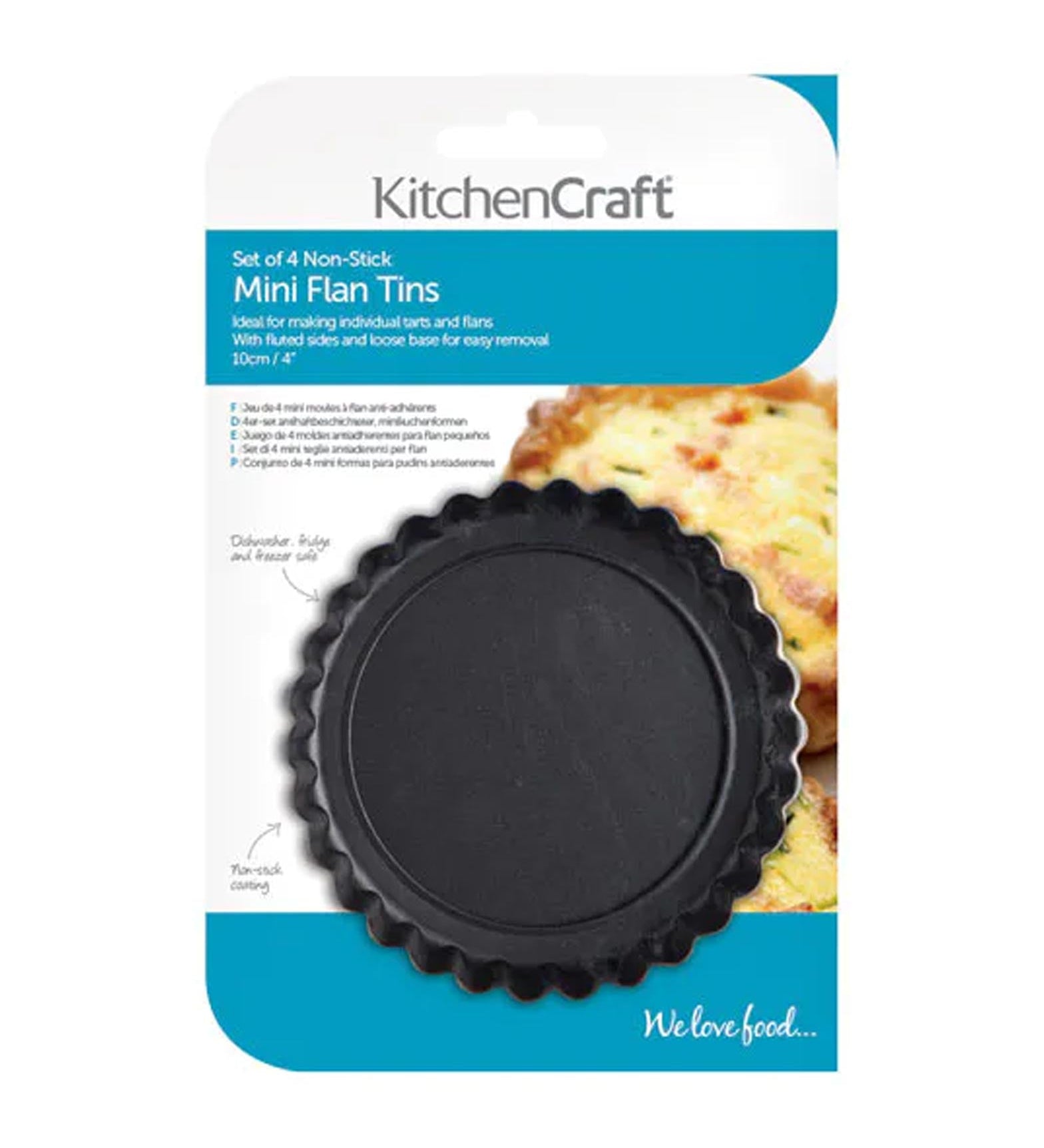 Non-Stick Mini Fluted Flan/Tart Tins, Set of Four
