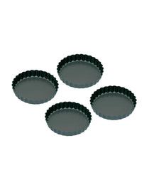 Non-Stick Mini Fluted Flan/Tart Tins, Set of Four