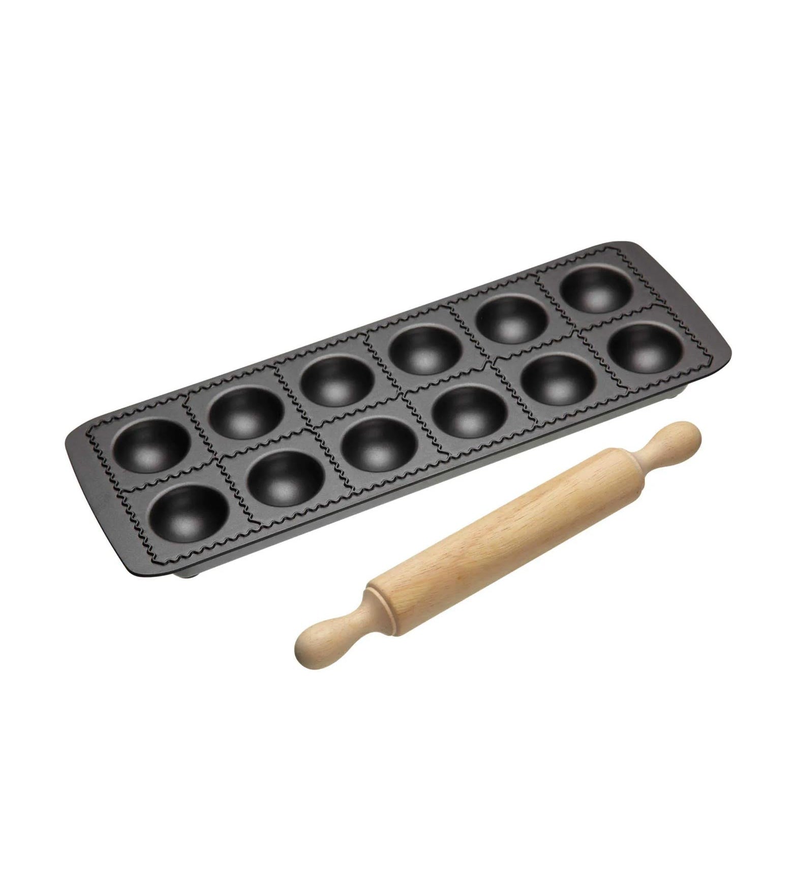 Non Stick Ravioli Mould Tray with Rolling Pin