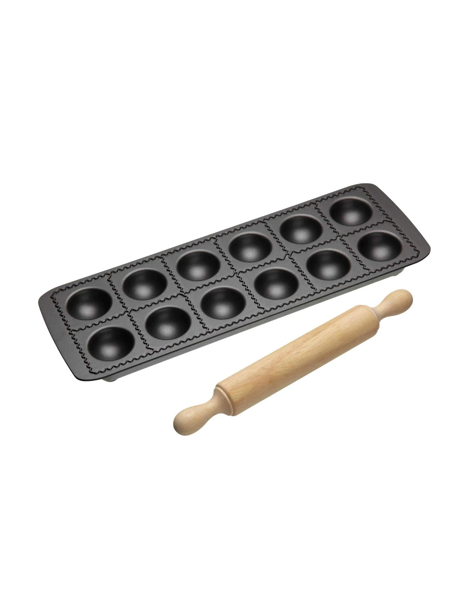 Non Stick Ravioli Mould Tray Rolling Pin