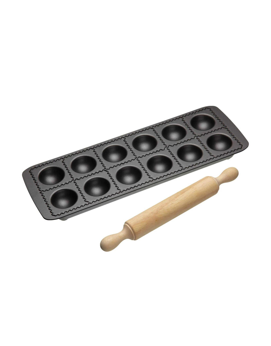Non Stick Ravioli Mould Tray with Rolling Pin