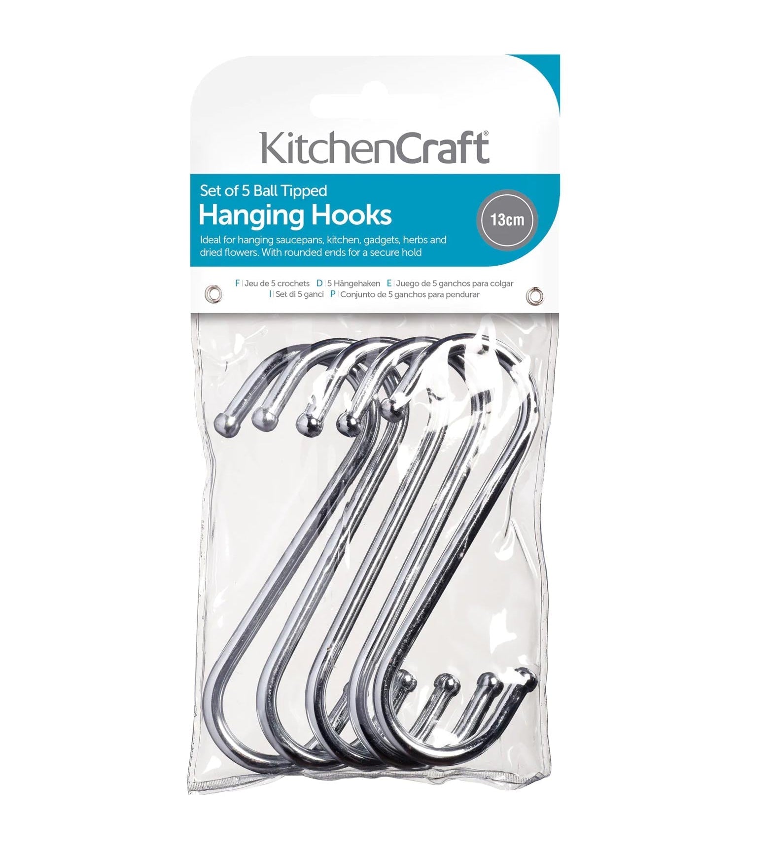 Chrome Plated S Hooks Pack of 5
