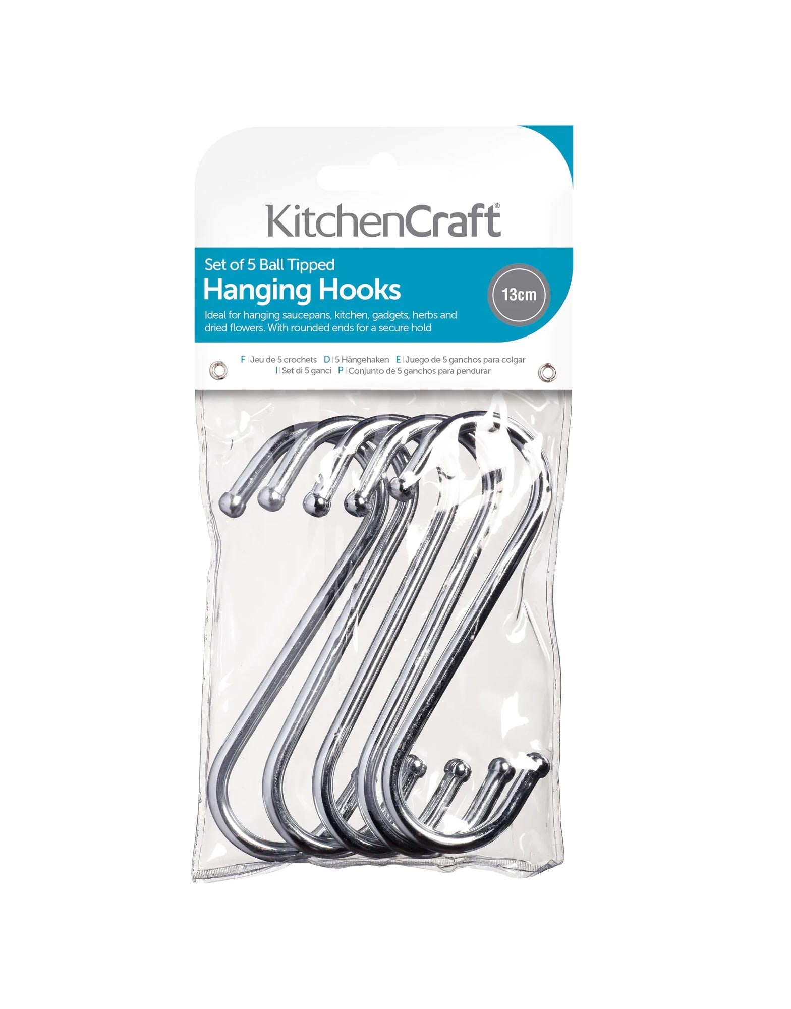 Chrome Plated S Hooks Pack of 5